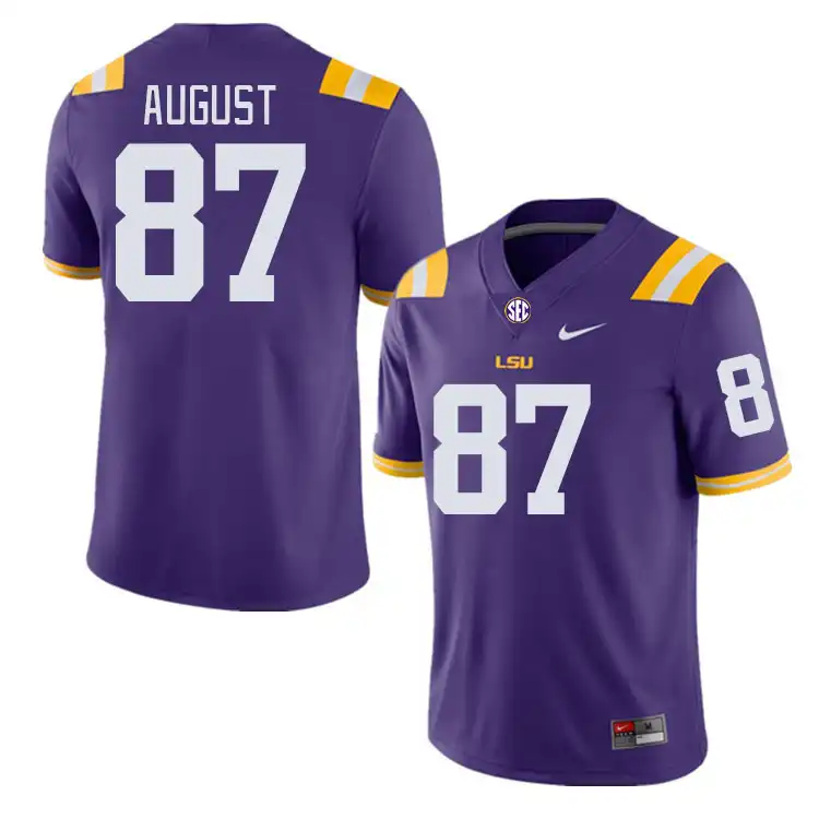 Men's LSU Tigers Joey August #87 Purple NCAA Football Jersey